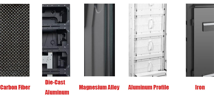 different LED screen displays frame materials