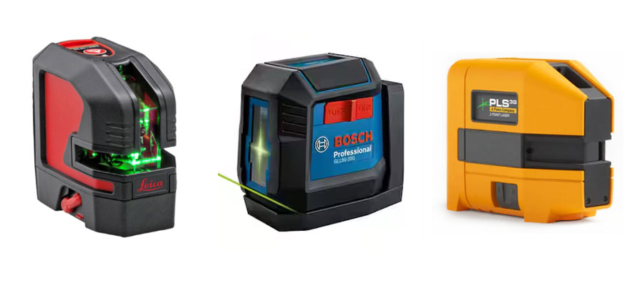 3 laser levels: Leica, Bosch and Fluke